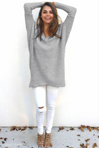 V Neck  Loose Fitting Plain Sweaters