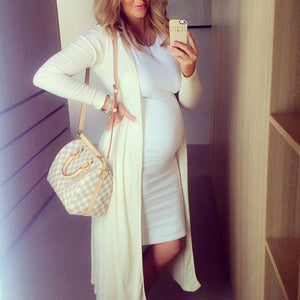 Maternity Sundress Bodycon White Sleeveless