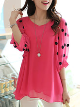 Load image into Gallery viewer, V-Neck  Polka Dot  Puff Sleeve Blouse