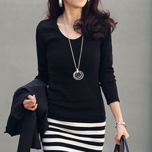 Load image into Gallery viewer, Round Neck  Striped Mini Bodycon Dress