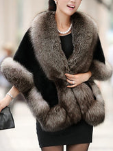 Load image into Gallery viewer, Luxury Faux Fur Collar Cape Sleeve Coat
