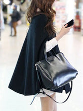 Load image into Gallery viewer, Collarless Pocket Plain Woolen Cape Sleeve Coat