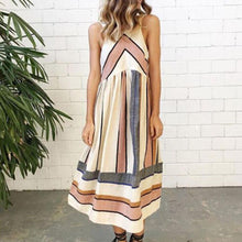 Load image into Gallery viewer, Maternity Casual Stripe Sleeveless Tea-Length Dress