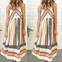 Load image into Gallery viewer, Maternity Casual Stripe Sleeveless Tea-Length Dress