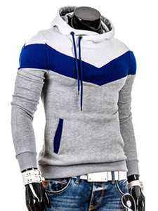 Drawstring Pocket  Color Block Men Hoodie