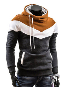 Drawstring Pocket  Color Block Men Hoodie