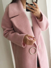 Load image into Gallery viewer, Lapel Single Button Plain Pocket Woolen Coat