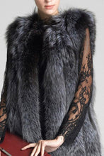 Load image into Gallery viewer, Fluffy Faux Fur Collarless Plain Waistcoat Coat