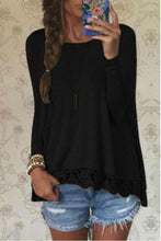 Load image into Gallery viewer, Round Neck  Asymmetric Hem Ruffle Trim  Plain T-Shirts