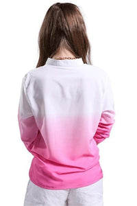 V Neck  Single Breasted  Gradient Blouses