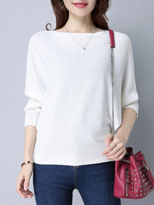 Plain  Batwing Sleeve Pullover