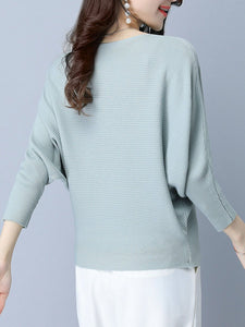 Plain  Batwing Sleeve Pullover