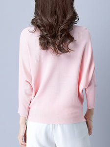 Plain  Batwing Sleeve Pullover