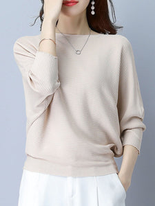 Plain  Batwing Sleeve Pullover