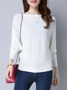 Plain  Batwing Sleeve Pullover