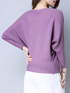 Plain  Batwing Sleeve Pullover