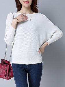 Plain  Batwing Sleeve Pullover