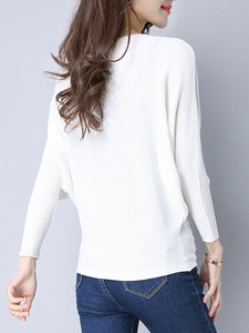 Plain  Batwing Sleeve Pullover