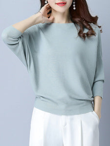 Plain  Batwing Sleeve Pullover