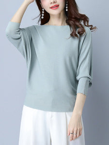 Plain  Batwing Sleeve Pullover