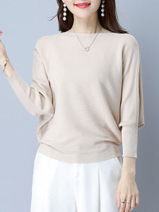 Plain  Batwing Sleeve Pullover