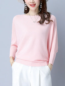 Plain  Batwing Sleeve Pullover