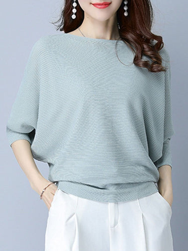 Plain  Batwing Sleeve Pullover