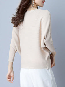 Plain  Batwing Sleeve Pullover