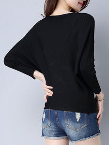 Plain  Batwing Sleeve Pullover