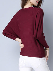 Plain  Batwing Sleeve Pullover