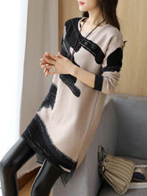 Load image into Gallery viewer, Crew Neck  Asymmetric Stripe Shift Dresses