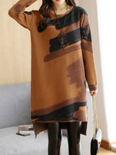 Load image into Gallery viewer, Crew Neck  Asymmetric Stripe Shift Dresses