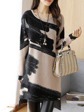 Load image into Gallery viewer, Crew Neck  Asymmetric Stripe Shift Dresses