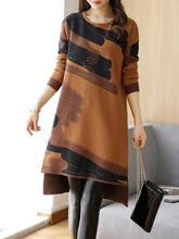 Load image into Gallery viewer, Crew Neck  Asymmetric Stripe Shift Dresses