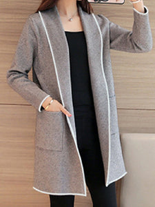 Lapel Casual Solid Trench Coats