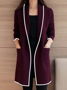 Lapel Casual Solid Trench Coats