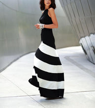 Load image into Gallery viewer, Striped Stitching Slim Sexy Evening Dress
