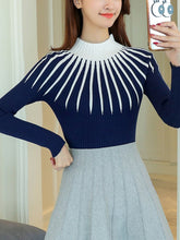 Load image into Gallery viewer, Striped Half Turtleneck Winter Women Sweater