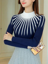 Load image into Gallery viewer, Striped Half Turtleneck Winter Women Sweater