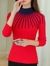 Load image into Gallery viewer, Striped Half Turtleneck Winter Women Sweater