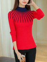 Load image into Gallery viewer, Striped Half Turtleneck Winter Women Sweater