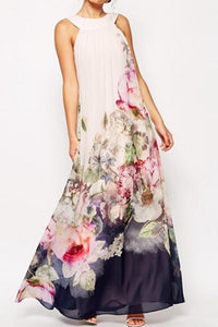 Crew Neck  Backless  Bohemian Maxi Dresses