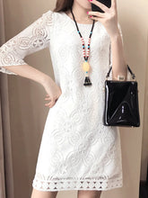 Load image into Gallery viewer, Round Neck  Lace  Lace Shift Dress