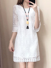 Load image into Gallery viewer, Round Neck  Lace  Lace Shift Dress