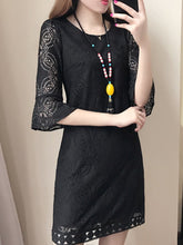 Load image into Gallery viewer, Round Neck  Lace  Lace Shift Dress