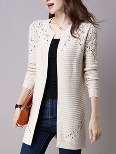 Cutout  Plain Cardigans