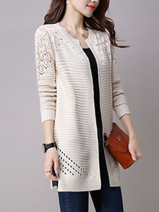 Cutout  Plain Cardigans