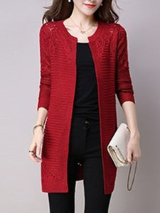 Cutout  Plain Cardigans