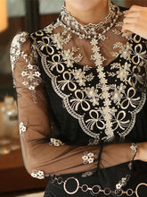 Load image into Gallery viewer, Beading See Through  Embroidery Blouses