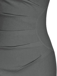 Asymmetric Neck  Plain  Blend Bodycon Dress